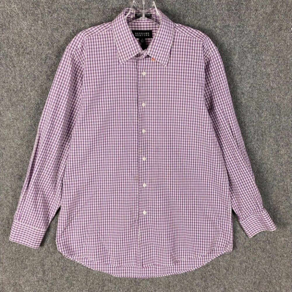 Bergamo New York Dress Shirt Men's Medium 15-15.5 32/33 Long Sleeve Cotton Blend